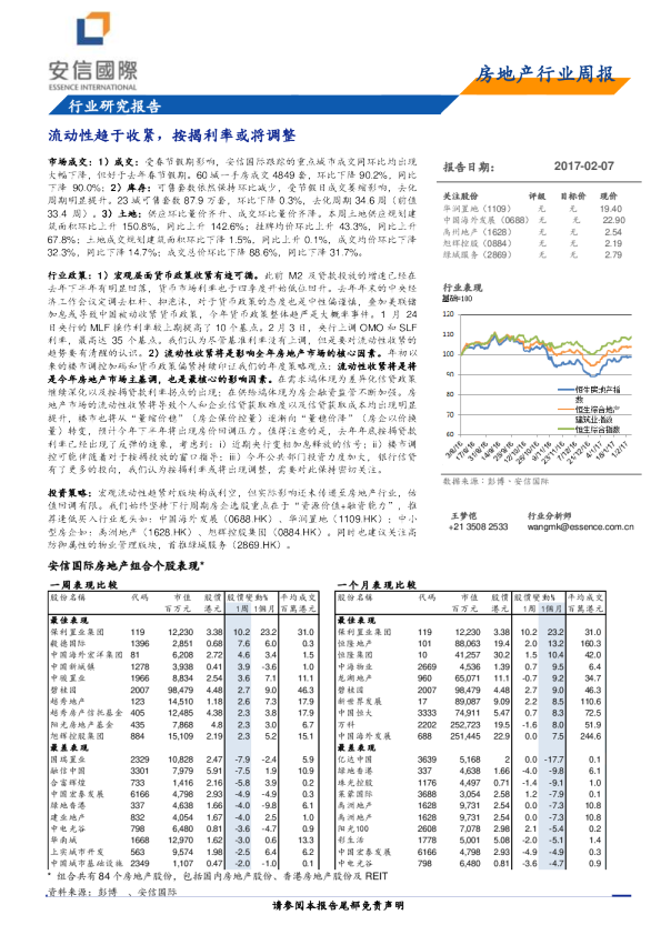 房地产行业周报：流动性趋于收紧，按揭利率或将调整