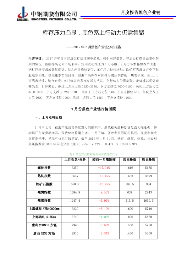 月度报告黑色产业链：库存压力凸显，黑色系上行动力仍需集聚