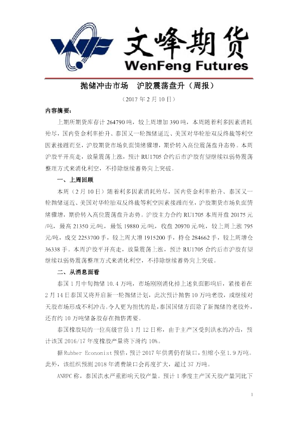 抛储冲击市场，沪胶震荡盘升（周报）