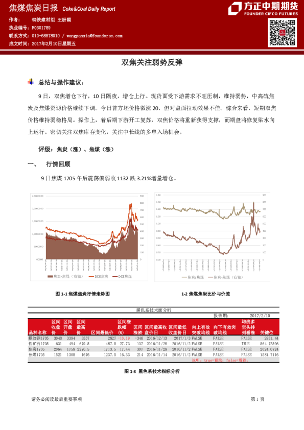 焦煤焦炭日报：双焦关注弱势反弹