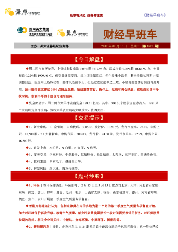 财经早班车（第1575期）