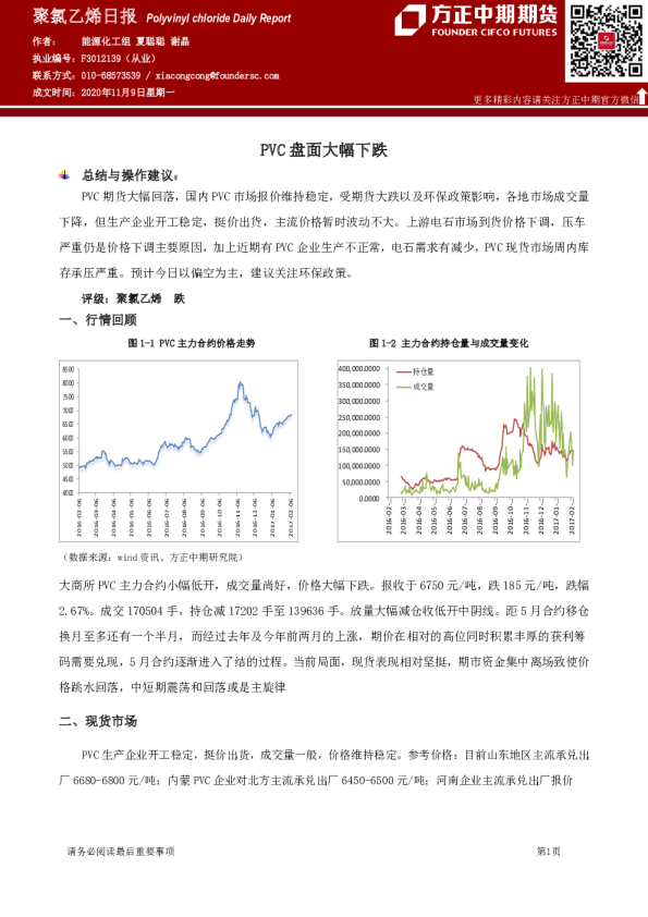 聚氯乙烯日报：PVC盘面大幅下跌