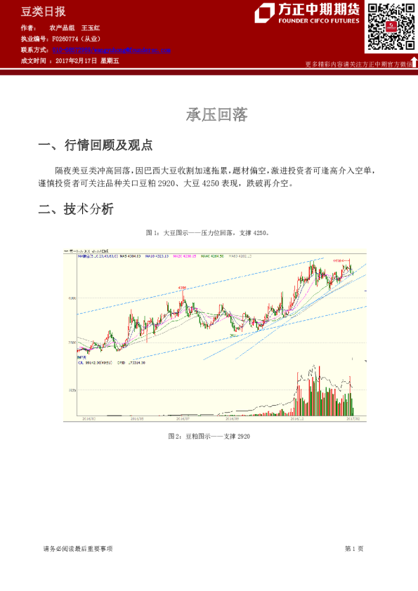 豆类日报：承压回落
