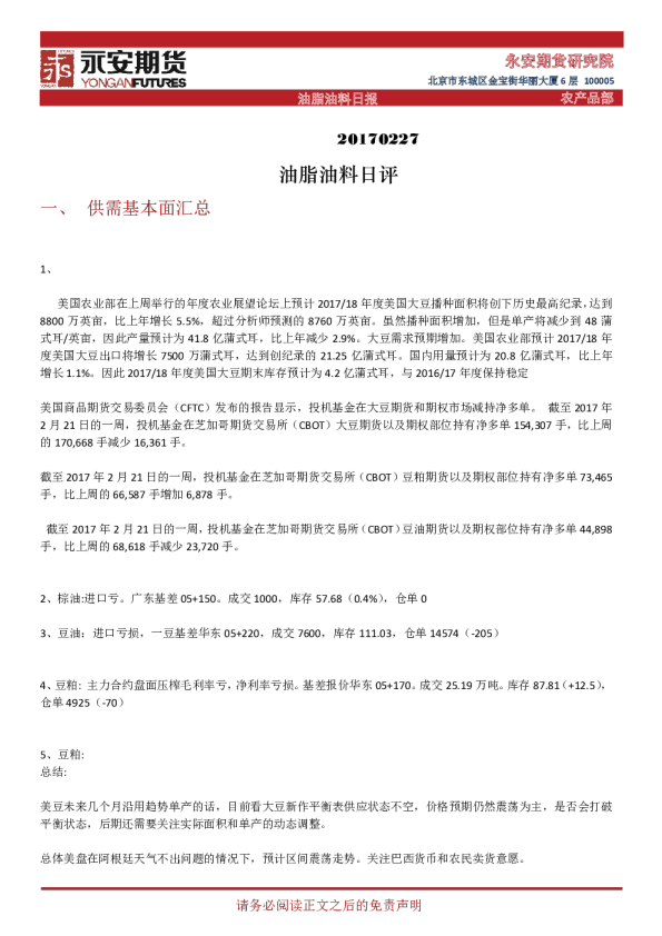 油脂油料日评