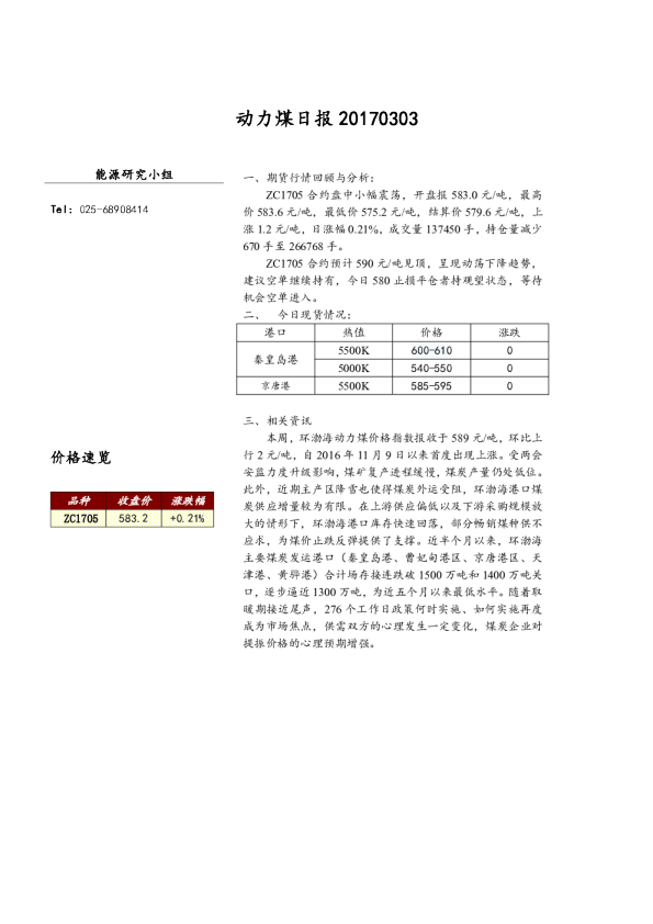 动力煤日报