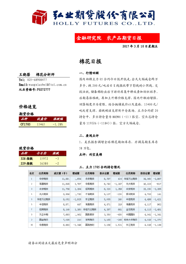 农产品期货日报