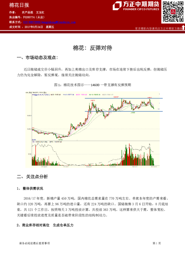 棉花日报：反弹对待