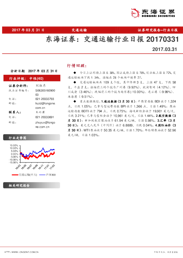 东海证券交通运输行业日报