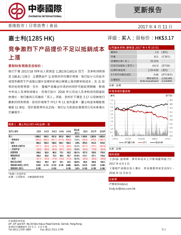 竞争激烈下产品提价不足以抵销成本上涨