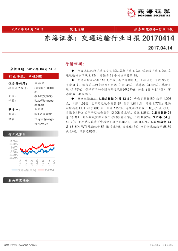 东海证券交通运输行业日报