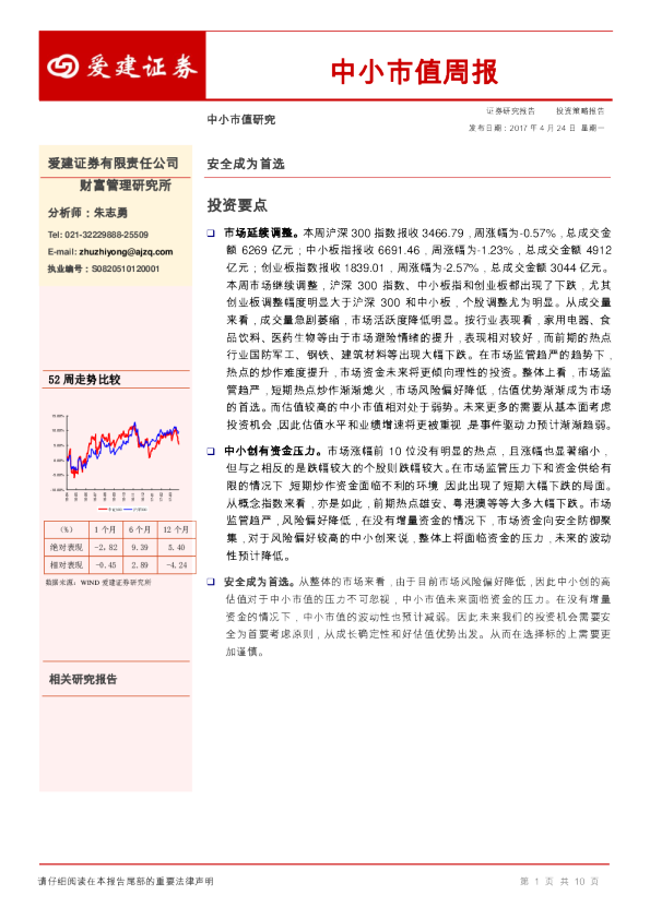 中小市值周报：安全成为首选