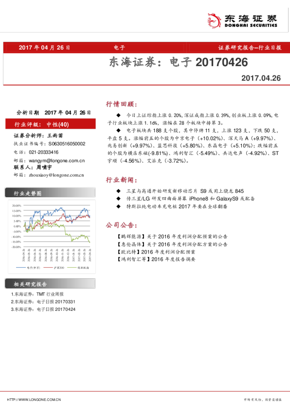 电子行业：日报