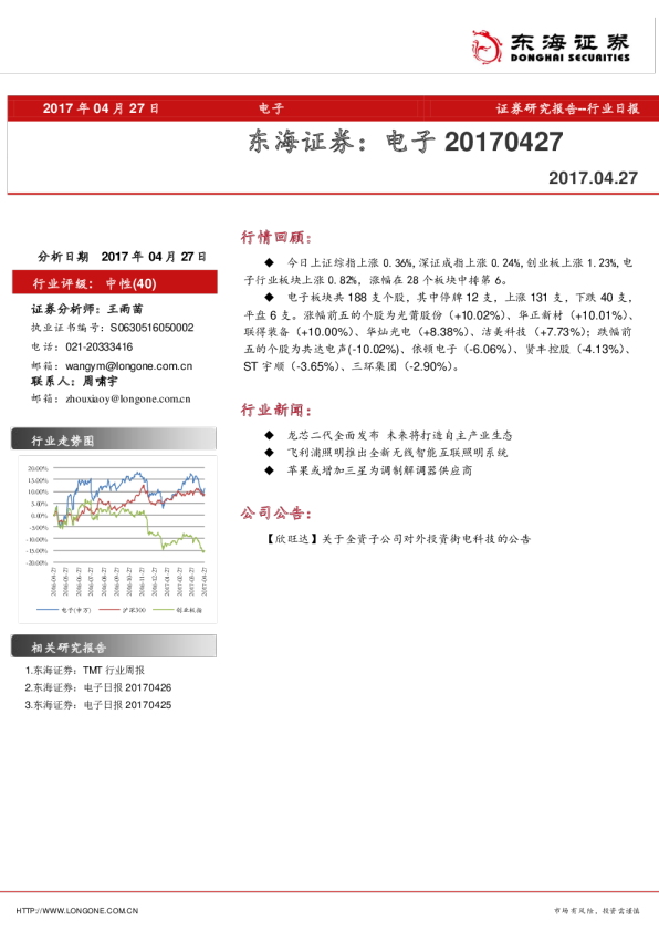 东海证券电子行业日报