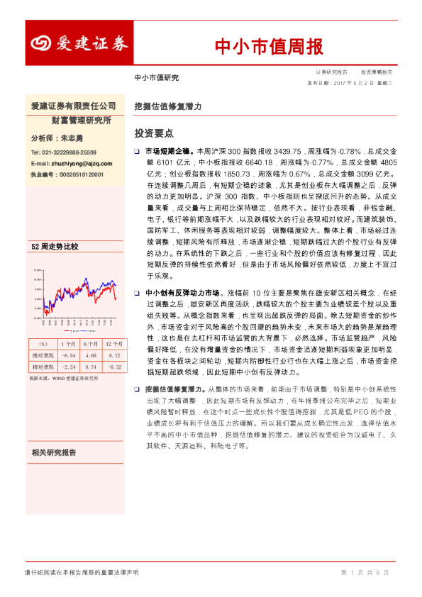 中小市值周报：挖掘估值修复潜力