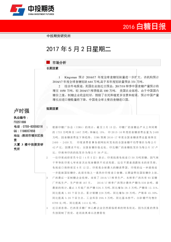 白糖日报