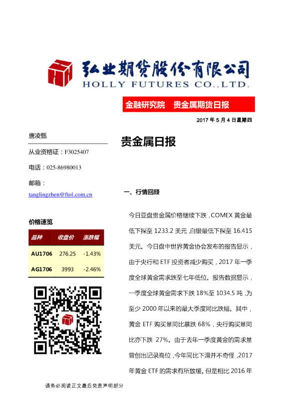 贵金属日报