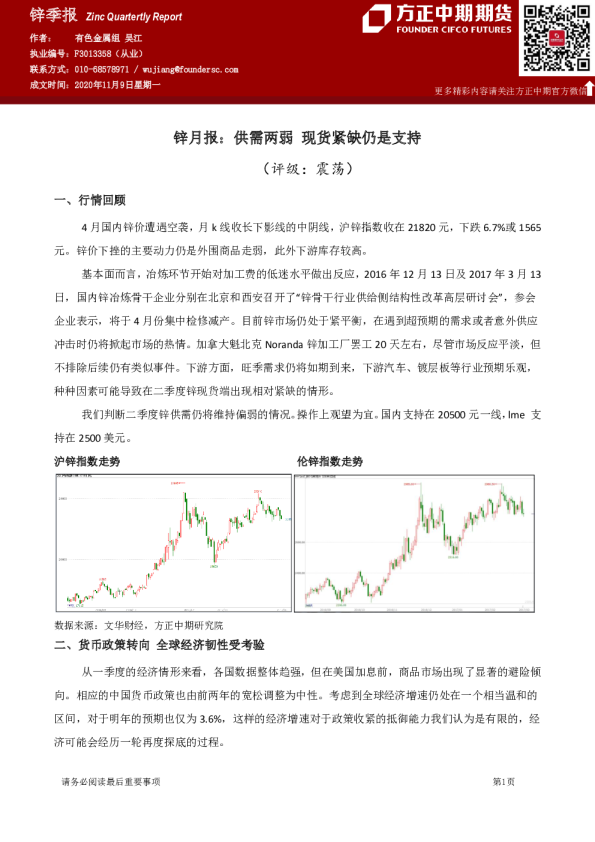 锌月报：供需两弱 现货紧缺仍是支持