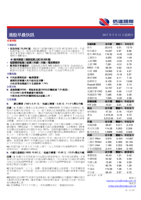 信达国际港股早晨快讯