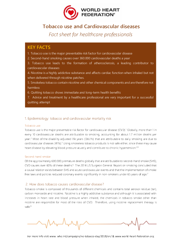 烟草使用与心血管疾病：医疗保健专业人员信息简报