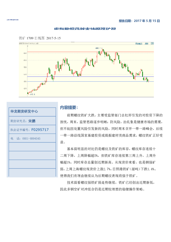 螺纹铁矿周报：库存数据仍然支持钢强矿弱