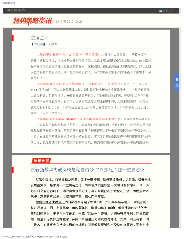 趋势策略资讯第2943期