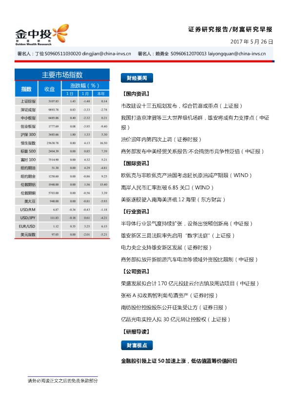 中投证券财富早报