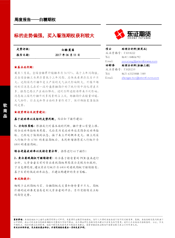 白糖期权：标的走势偏强，买入看涨期权获利较大