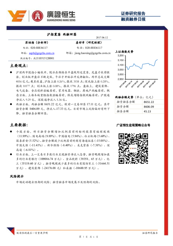 融资融券日报：沪指震荡 两融回落