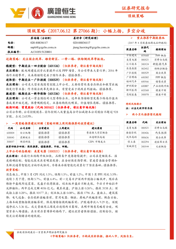 顶级策略：小幅上扬，多空分歧