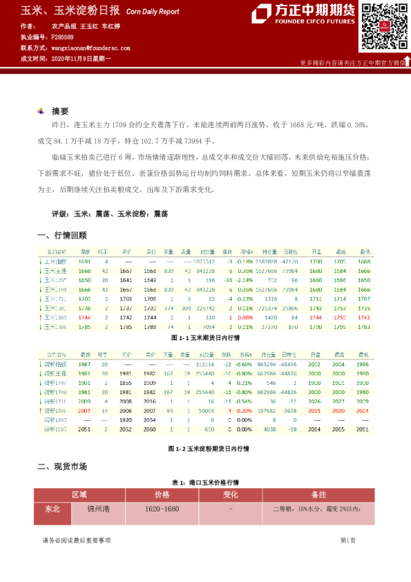 玉米、玉米淀粉日报