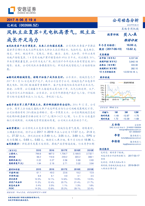 风机主业复苏+充电机高景气，双主业成长开足马力