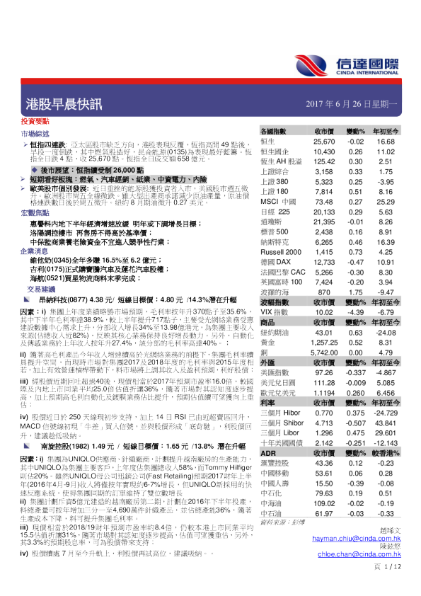 信达国际港股早晨快讯
