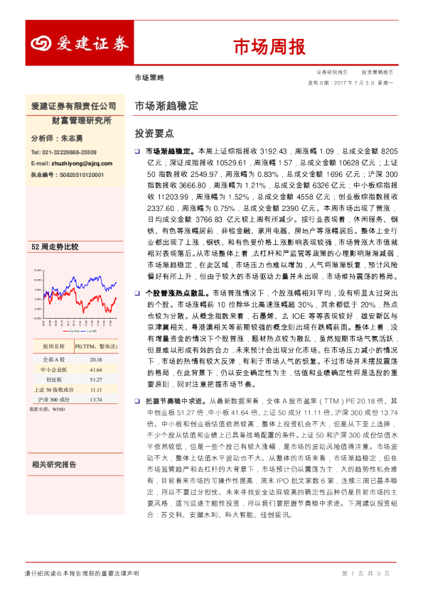 市场周报：市场渐趋稳定