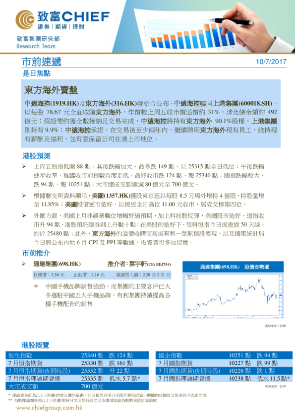 市前速递：东方海外卖盘