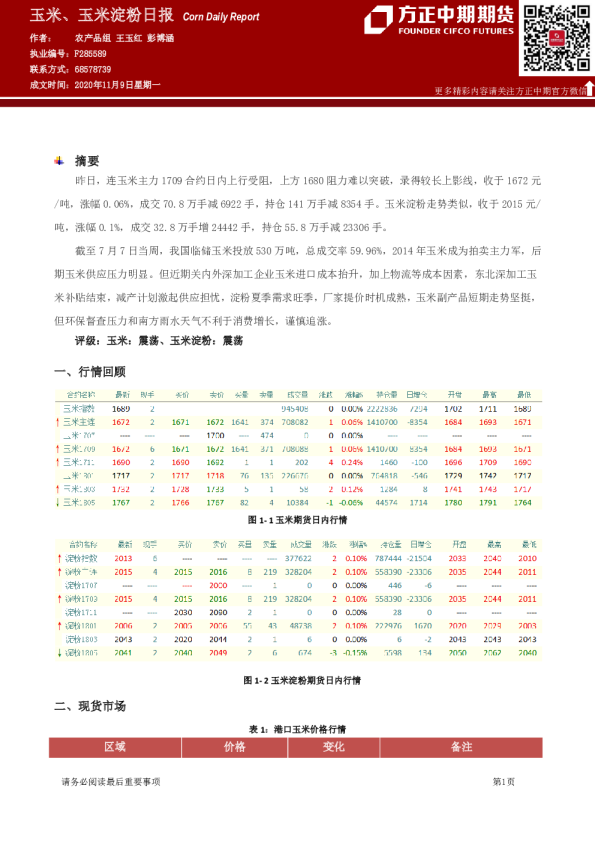 玉米、玉米淀粉日报