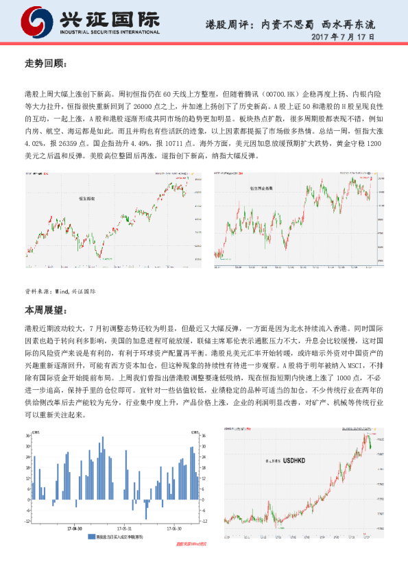 港股周评：内资不思蜀 西水再东流