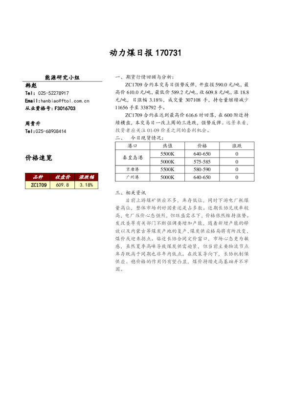 动力煤日报