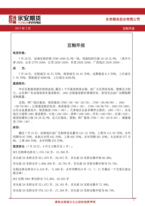 豆粕早报