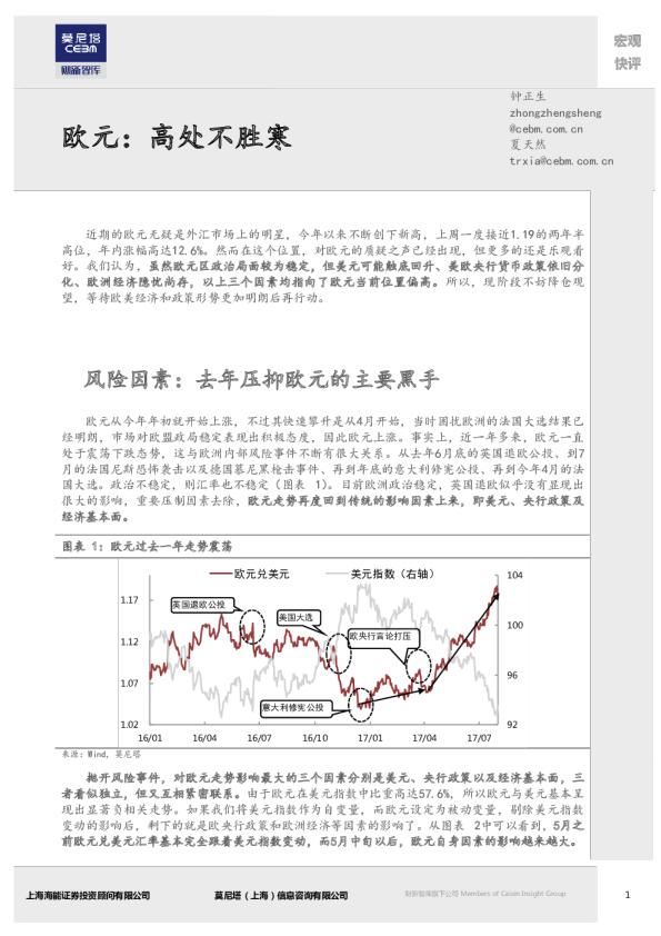 欧元：高处不胜寒