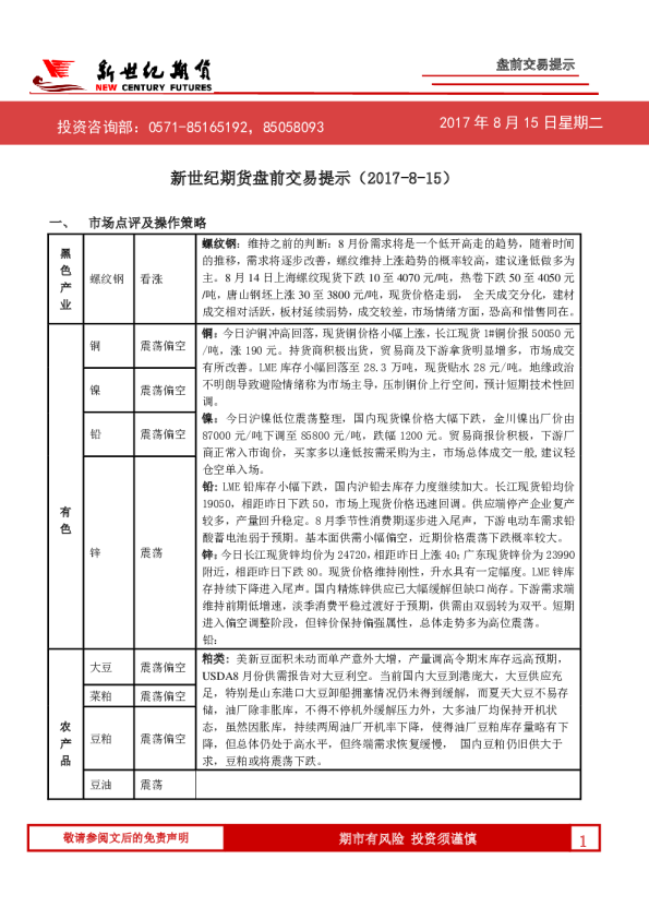 盘前交易提示