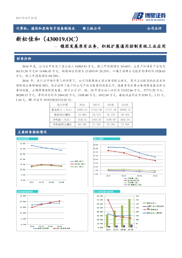 稳固发展原有业务，积极扩展通用控制系统工业应用