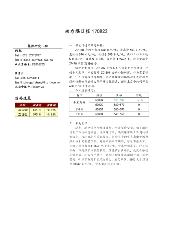 动力煤日报