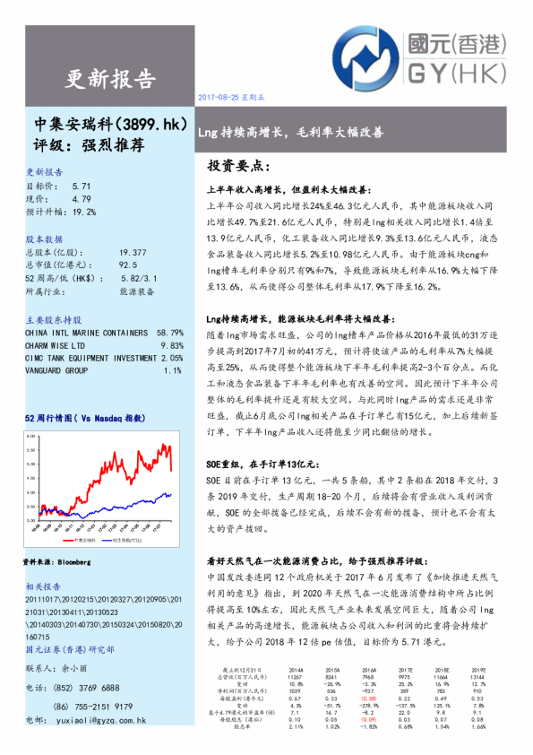Lng持续高增长，毛利率大幅改善