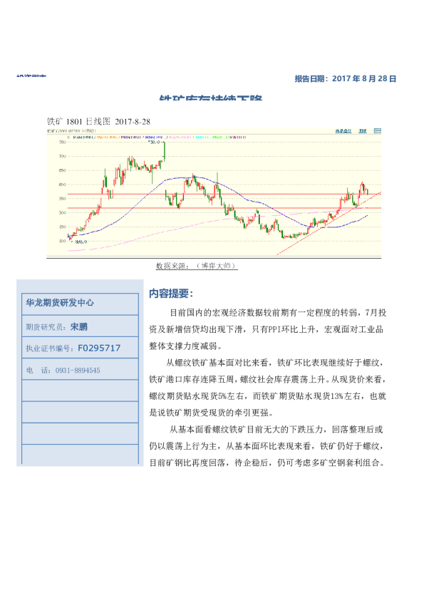 铁矿库存持续下降