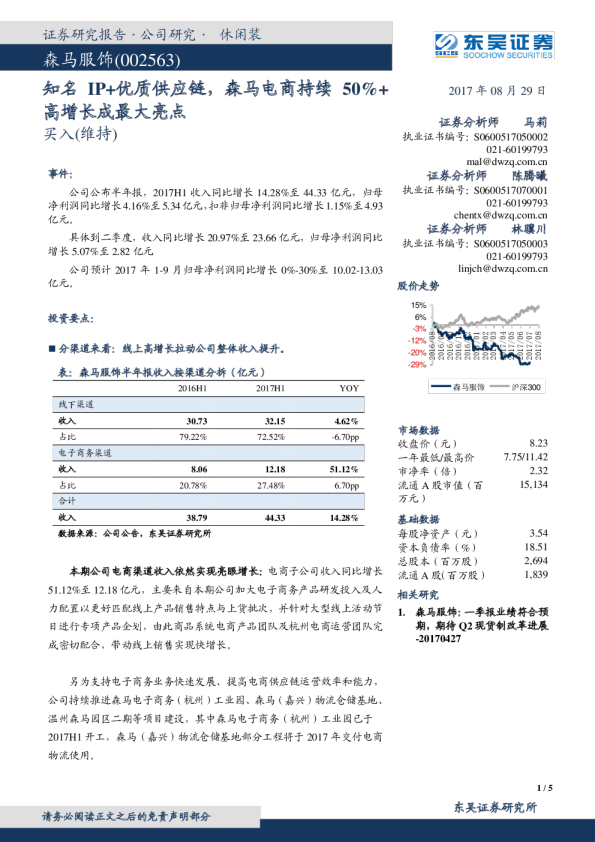 知名IP+优质供应链，森马电商持续50%+高增长成最大亮点