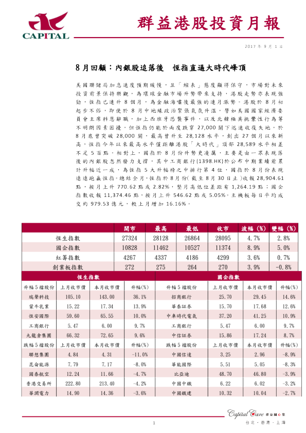 群益港股投资月报