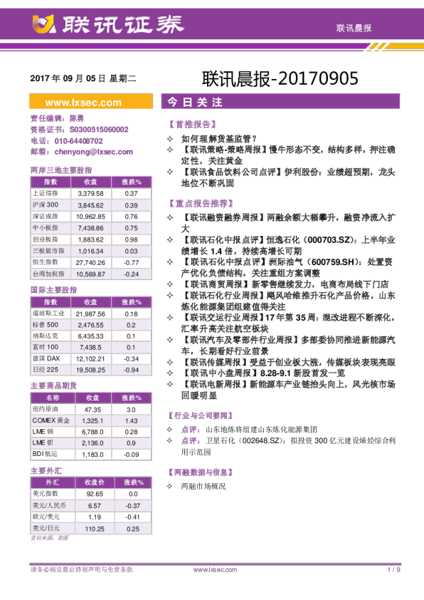 联讯证券联讯晨报