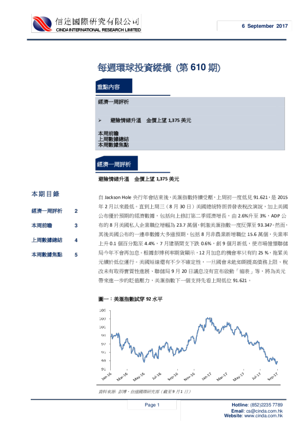 信达国际每周环球投资纵横(第610期)