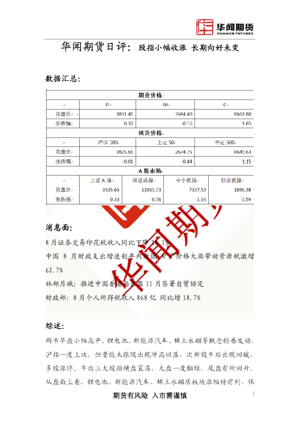 日评：股指小幅收涨 长期向好未变