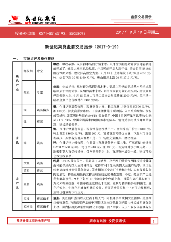 盘前交易提示